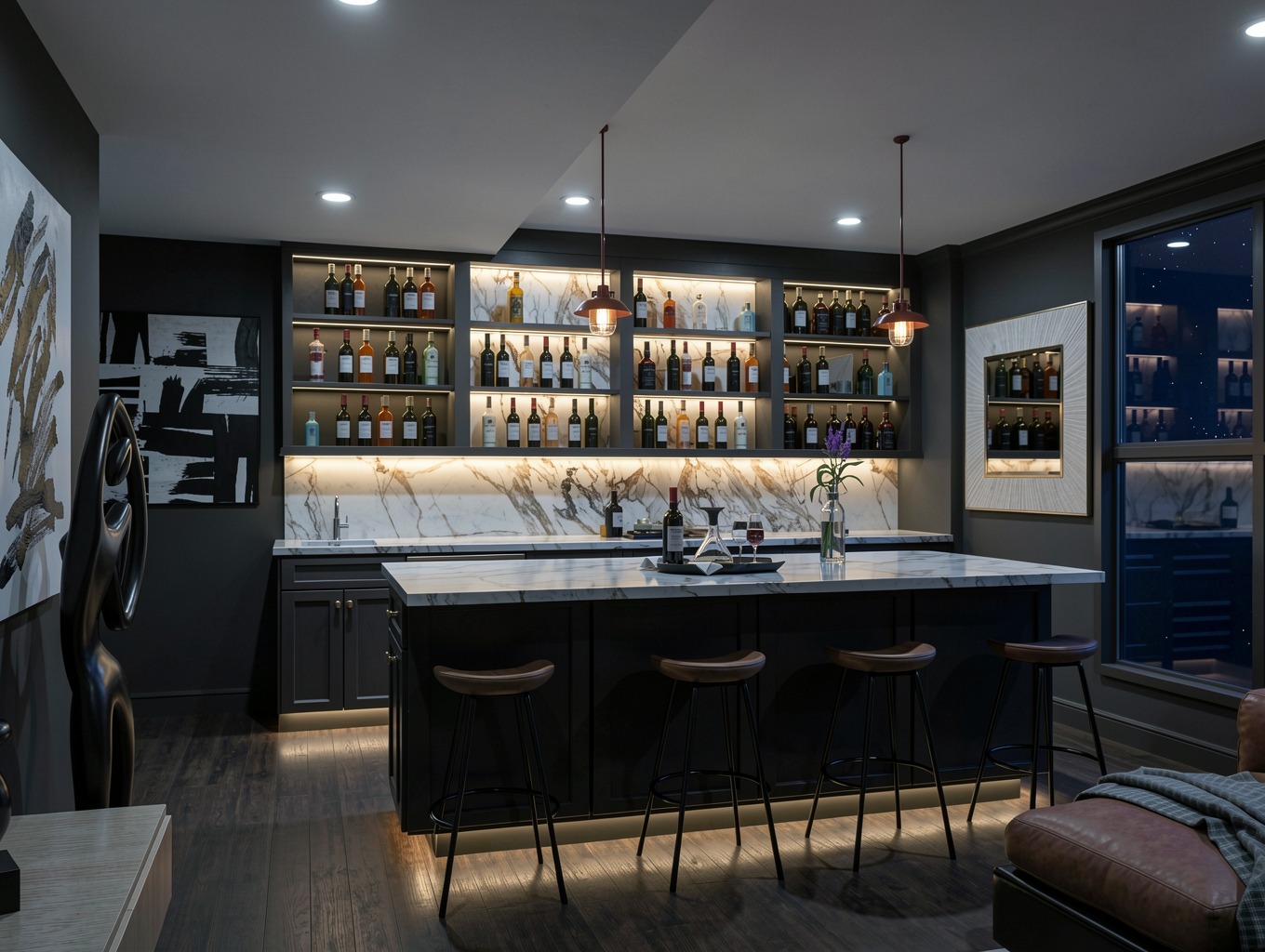 Luxury basement entertainment design